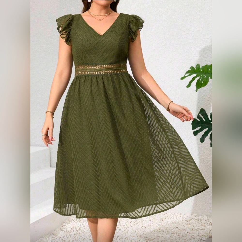 Elegant Olive Green Dress
